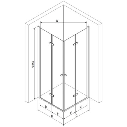 61417 mexen lima duo sprchovaci kut 100 dvere x 80 dvere cm 6mm cire sklo chromovy profil 856 100 080 02 00