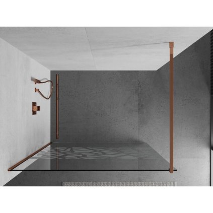 Mexen Kioto sprchová zástěna 80x200 cm 8 mm, růžové zlato, bílý vzor, 800-080-101-60-85