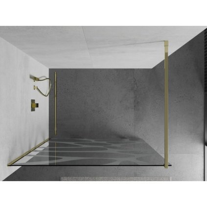 Mexen Kioto sprchová zástěna 70x200 cm 8 mm, zlaté, bílé provedení, 800-070-101-50-97