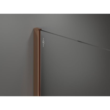 Mexen Kioto sprchová zástěna 80x200 cm 8 mm, růžové zlato, bílý vzor, 800-080-101-60-97