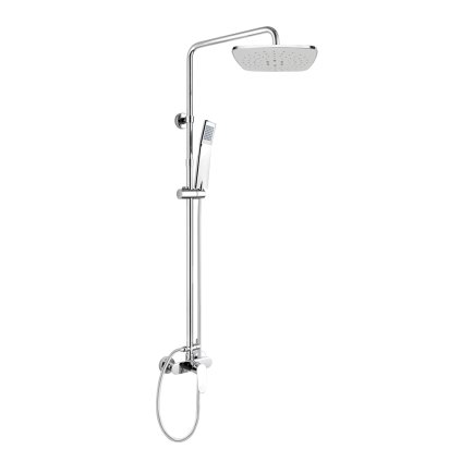 Mereo, Nástěnná sprchová bateri Viana 150 mm se sprchovou soupravou, ruční a talířovou sprchou 225x225mm, CBE60104SB