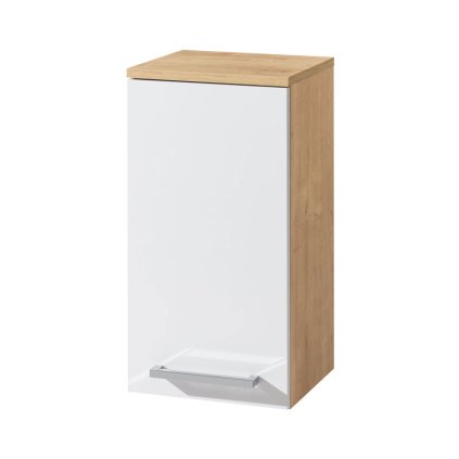Mereo, Bino koupelnová skříňka horní, 63 cm, levá, bílá, dub, CN675