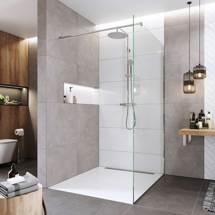 Mereo, Sprchová stěna WALK IN, Novea, chrom ALU, sklo Čiré, CK10604H
