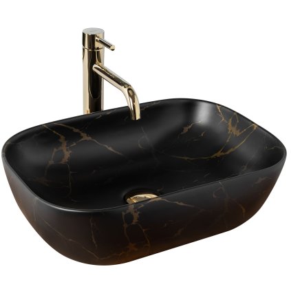Rea Belinda Marble umyvadlo, 47 x 34 cm, černá matná, REA-U8908