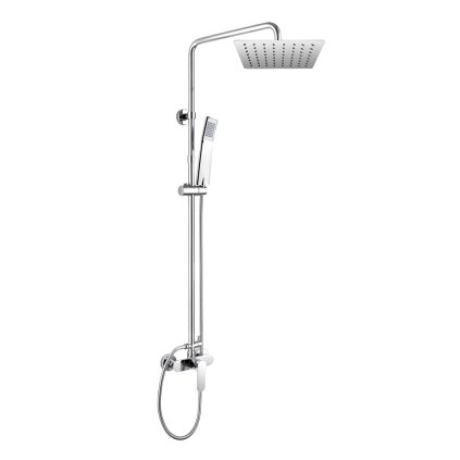 Mereo, Nástěnná sprchová baterie Mada 150mm se sprch.soupravou,ruční a talíř.sprchou slim 200x200mm, CBE60104SDM