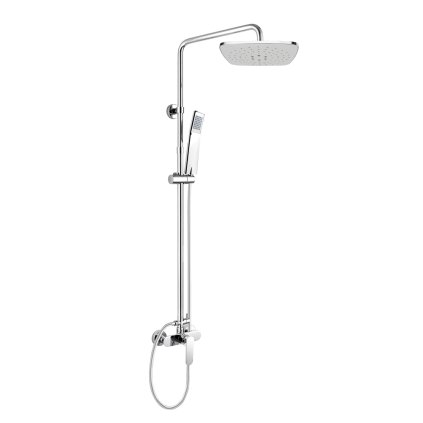Mereo, Nástěnná sprchová bateri Eve 150 mm se sprchovou soupravou, ruční a talířovou sprchou 225x225mm, CBE60104SBE