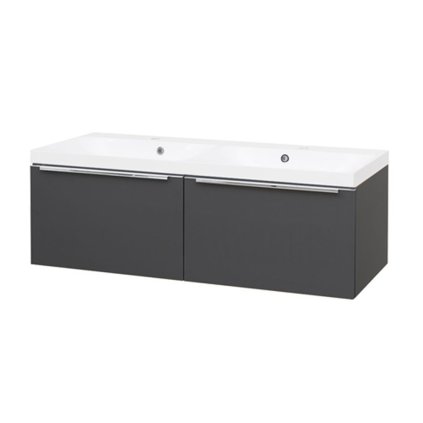Mereo, Mailo, koupelnová skříňka s umyvadlem z litého mramoru 121 cm, bílá, dub, antracit, CN538M