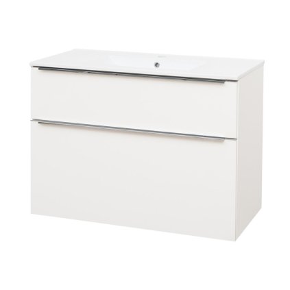 Mereo, Mailo, koupelnová skříňka s keramickým umyvadlem 101 cm, bílá, dub, antracit, CN512