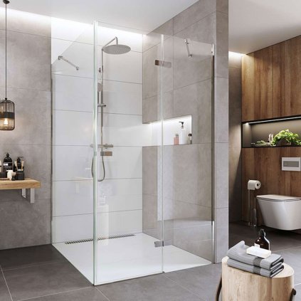 Mereo, Sprchový kout, Novea, čtverec, chrom ALU, sklo Čiré, dveře pravé a pevný díl, CK10316ZP