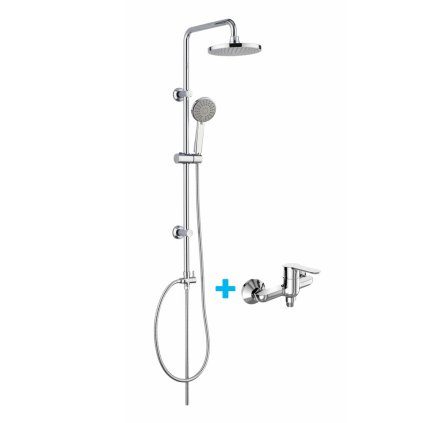 Mereo, Sprchový set: Nástěnná sprchová baterie 100 mm, se sprch. soupravou, talířovou a ruční sprchou, CB610AZL