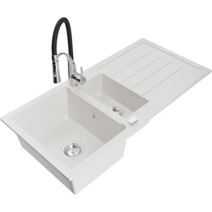 251939 mexen andres 1 5 komorovy granitovy drez 1000x500x200 mm a drezova bateria aster biela 6515 20 73450 07