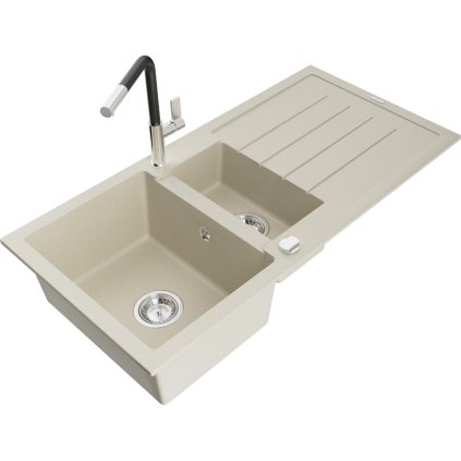 269392 3 mexen andres 1 5 komorovy granitovy drez 1000x500x200 mm a drezova bateria flora bezova 6515 69 670401 07
