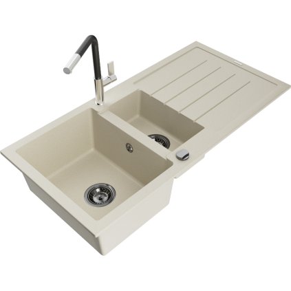 269395 3 mexen andres 1 5 komorovy granitovy drez 1000x500x200 mm a drezova bateria flora bezova 6515 69 670401 07 b