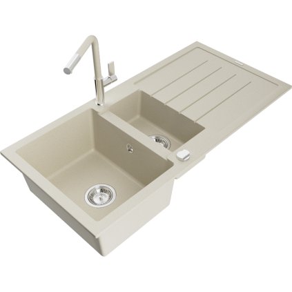 269398 3 mexen andres 1 5 komorovy granitovy drez 1000x500x200 mm a drezova bateria flora bezova 6515 69 670401 09