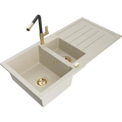 269401 mexen andres 1 5 komorovy granitovy drez 1000x500x200 mm a drezova bateria flora bezova 6515 69 670401 57 g