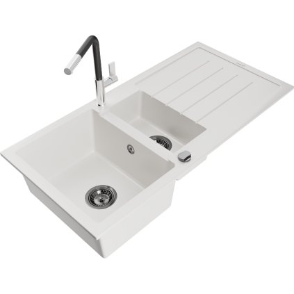 269377 3 mexen andres 1 5 komorovy granitovy drez 1000x500x200 mm a drezova bateria flora biela 6515 20 670401 07 b