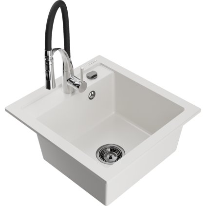 247577 mexen vito 1 komorovy granitovy drez 490x520x210 mm a drezova bateria aster biela 6503 20 73450 07 b