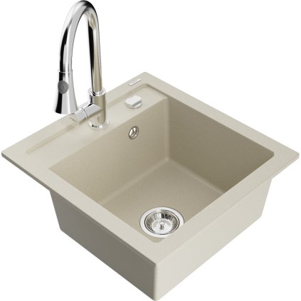 270253 mexen vito 1 komorovy granitovy drez 490x520x210 mm a drezova bateria elia bezova 6503 69 670101 00