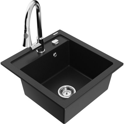 270790 mexen vito 1 komorovy granitovy drez 490x520x210 mm a drezova bateria elia cierna 6503 77 670101 00