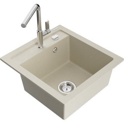252917 mexen vito 1 komorovy granitovy drez 490x520x210 mm a drezova bateria flora bezova 6503 69 670401 00