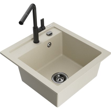 252935 3 mexen vito 1 komorovy granitovy drez 490x520x210 mm a drezova bateria flora bezova 6503 69 670401 70 b