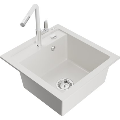 252896 3 mexen vito 1 komorovy granitovy drez 490x520x210 mm a drezova bateria flora biela 6503 20 670401 02