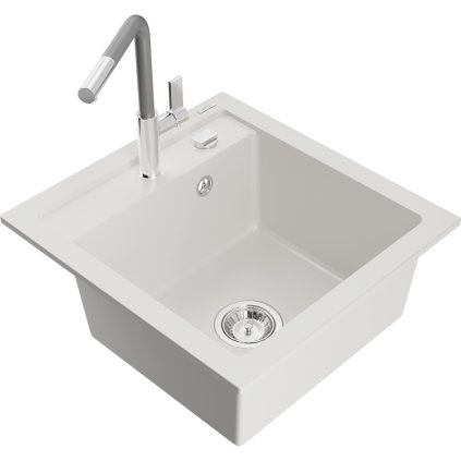 252899 mexen vito 1 komorovy granitovy drez 490x520x210 mm a drezova bateria flora biela 6503 20 670401 06