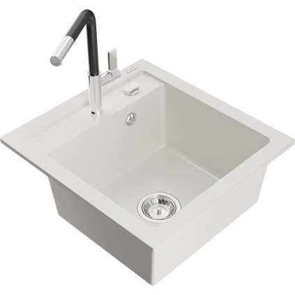 252902 3 mexen vito 1 komorovy granitovy drez 490x520x210 mm a drezova bateria flora biela 6503 20 670401 07