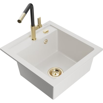252908 mexen vito 1 komorovy granitovy drez 490x520x210 mm a drezova bateria flora biela 6503 20 670401 57 g