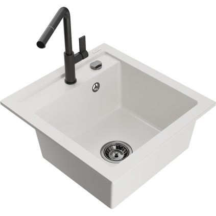 252914 3 mexen vito 1 komorovy granitovy drez 490x520x210 mm a drezova bateria flora biela 6503 20 670401 70 b
