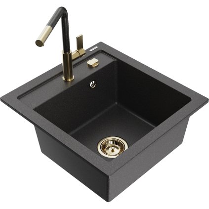 253016 mexen vito 1 komorovy granitovy drez 490x520x210 mm a drezova bateria flora cierna skvrnita 6503 76 670401 75 g