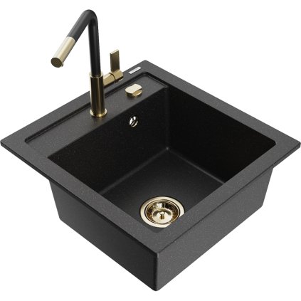 252968 mexen vito 1 komorovy granitovy drez 490x520x210 mm a drezova bateria flora cierna strieborna metaliza 6503 73 670401 57 g