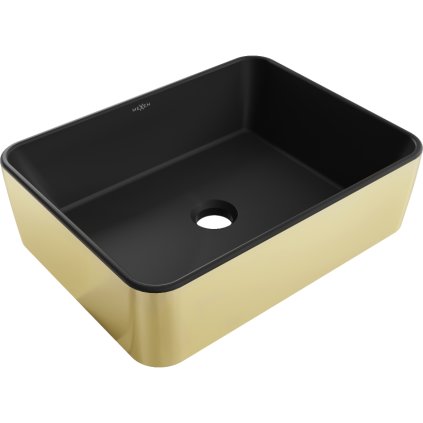 Mexen Catia, umyvadlo na desku 48x37x14 cm, černá matná-zlatá, 21314876