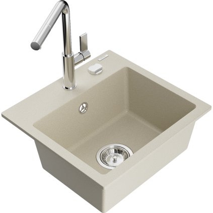 257246 3 mexen milo 1 komorovy granitovy drez 435x410x171 mm a drezova bateria flora bezova 6505 69 670401 00