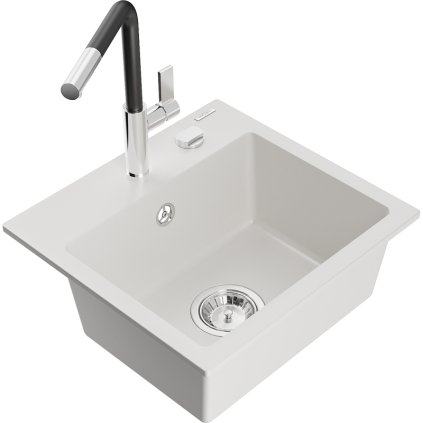 253199 mexen milo 1 komorovy granitovy drez 435x410x171 mm a drezova bateria flora biela 6505 20 670401 07