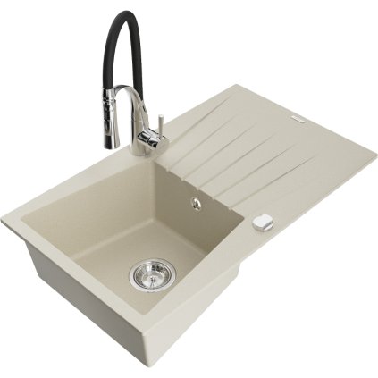251723 mexen cesar 1 komorovy granitovy drez 775x470x190 mm a drezova bateria aster bezova 6514 69 73450 07