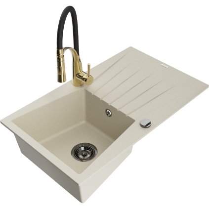 251732 mexen cesar 1 komorovy granitovy drez 775x470x190 mm a drezova bateria aster bezova 6514 69 73450 57 b