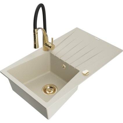 251729 3 mexen cesar 1 komorovy granitovy drez 775x470x190 mm a drezova bateria aster bezova 6514 69 73450 57 g