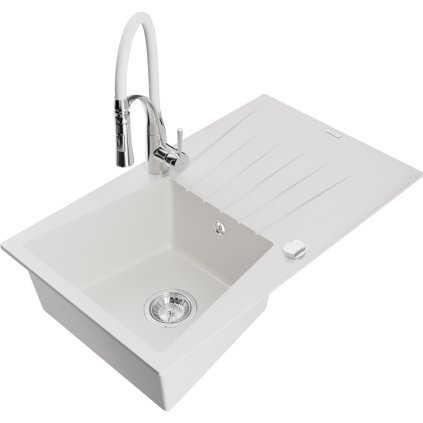 251705 mexen cesar 1 komorovy granitovy drez 775x470x190 mm a drezova bateria aster biela 6514 20 73450 02