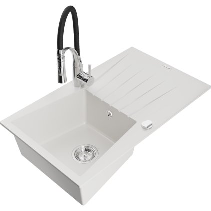 251708 mexen cesar 1 komorovy granitovy drez 775x470x190 mm a drezova bateria aster biela 6514 20 73450 07