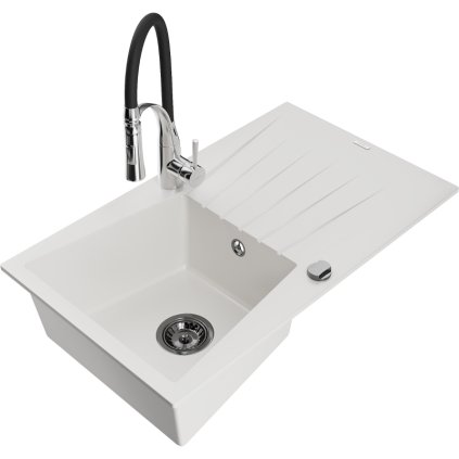 251711 mexen cesar 1 komorovy granitovy drez 775x470x190 mm a drezova bateria aster biela 6514 20 73450 07 b