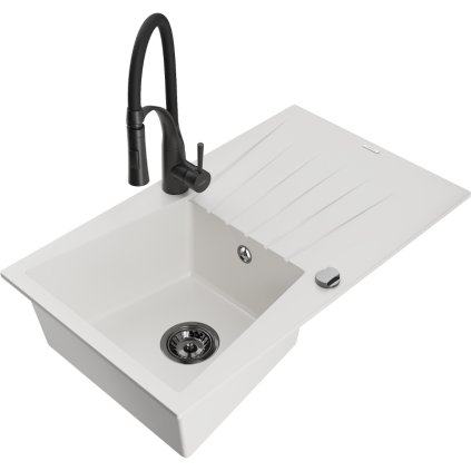 251720 mexen cesar 1 komorovy granitovy drez 775x470x190 mm a drezova bateria aster biela 6514 20 73450 70 b