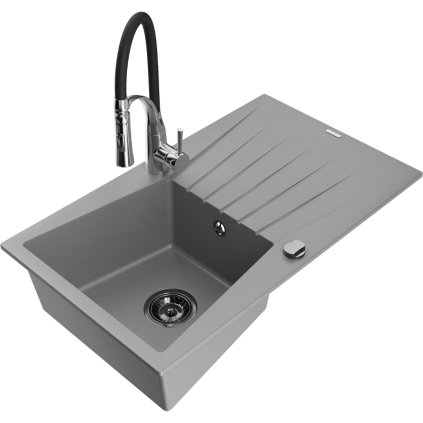 251774 mexen cesar 1 komorovy granitovy drez 775x470x190 mm a drezova bateria aster seda 6514 71 73450 07 b
