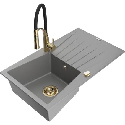 251777 3 mexen cesar 1 komorovy granitovy drez 775x470x190 mm a drezova bateria aster seda 6514 71 73450 57 g
