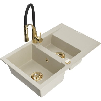 247925 mexen gaspar 1 5 komorovy granitovy drez 737x475x177 mm a drezova bateria aster bezova 6507 69 73450 57 g