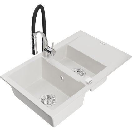 247907 mexen gaspar 1 5 komorovy granitovy drez 737x475x177 mm a drezova bateria aster biela 6507 20 73450 07
