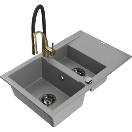 247943 mexen gaspar 1 5 komorovy granitovy drez 737x475x177 mm a drezova bateria aster seda 6507 71 73450 57 b