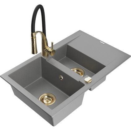 247940 3 mexen gaspar 1 5 komorovy granitovy drez 737x475x177 mm a drezova bateria aster seda 6507 71 73450 57 g