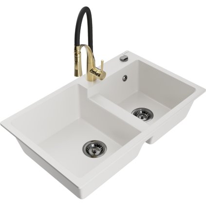 252074 mexen tomas 2 komorovy granitovy drez 800x500x190 mm a drezova bateria aster biela 6516 20 73450 57 b