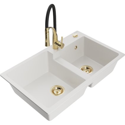 252071 mexen tomas 2 komorovy granitovy drez 800x500x190 mm a drezova bateria aster biela 6516 20 73450 57 g
